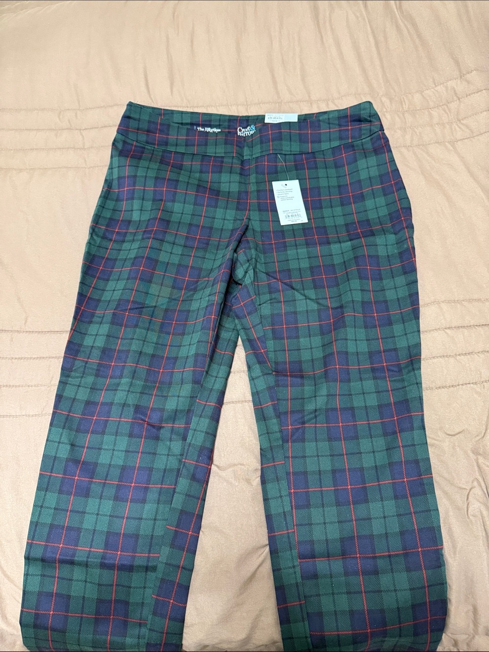 Croft & Barrow Green Classic Plaid- The Effortless Stretch Pant